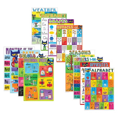 Edupress Pete the Cat Early Small Learning Poster Set, 12 Count 62002